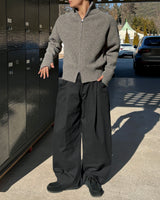One-tuck cotton wide pants