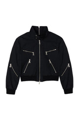 MULTI ZIPPER HIGH-NECK JUMPER BLACK