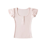 Elin U-Neck Slim Cap Tee
