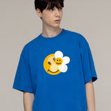 [UNISEX] ドッテッドスマイルフラワーミックスショートスリーブTシャツ