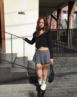 Pleated wrap skirt pants