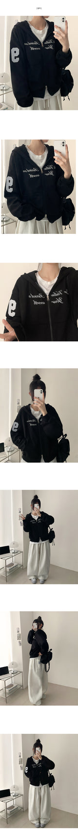 クルーナンバーパッチ2wayオーバーフィットフードジップアップ