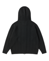 25FW CABLE KNIT HOODIE ZIP UP BLACK