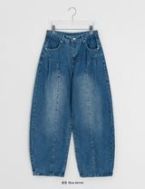 Tele Side Pintuck Wide Denim Pants
