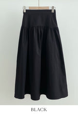 Eki Banding Shirring Flare Long Skirt