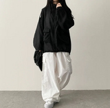 Shelly Gauze Two-Line High-Neck Zip-Up Jumper