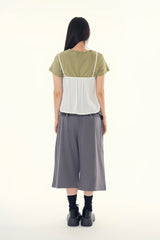 Pure shirring sleeveless blouse