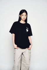 25SS ニュースペーパーラビットショートスリーブTシャツ ブラック