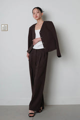 Pebble Button Twill Jacket_Brown