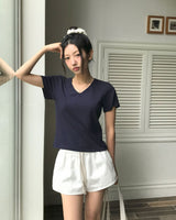 [MADE/S,M] ベーシックレーヨンVネック半袖Tシャツ