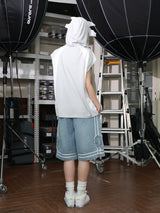 BASKETBALL DENIM HALF PANTS (LIGHT BLUE)