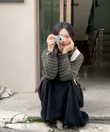 Milk Stripe Dangara Striped Hooded Knitwear