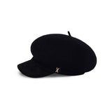 VA Stud Wool Combo Newsboy Cap / Black