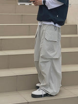 Platinum Grey Nylon Cargo Balloon Pants 2C