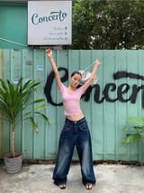 Reversible Back Strap Pink Beads Short Sleeve Tee