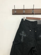 Stud Cross Wide Denim Pants