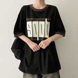 Dope lettering color matching ringer short sleeve