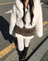 パンプキンチェックレースミニスカート
