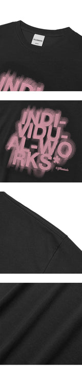 Blur Effect Round T-Shirt-Black