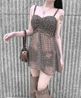 leopard shirring ops (2colors)