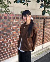 Shait Suede No Collar Snap Button Zipper Pocket Blouson Jacket