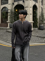 Fog lip zip-up knitwear
