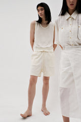 Cotton blend tweed shorts, Cream