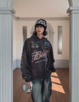 Bird Print Overfit Hoodie