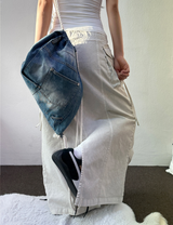 HIP PIGMENT CARGO WASHING LONG SKIRT 🩶🤍2color