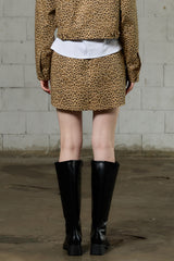 LEOPARD MINI SKIRT / BEIGE