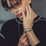 SVB-218  ATEEZ Hongjoong Turquoise Double Chain Bracelet