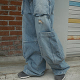 Blunt denim fatigue pants / Washed blue