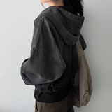 Tying Washing Two-Way Banding Hood Zip-Up