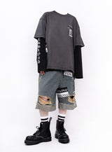 カオス ワッペン ピグメント Tシャツ (チャコール)
