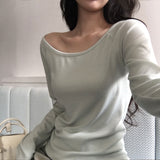 [MADE] Ray, U-neck rib long sleeve T-shirt