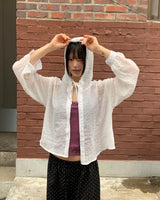 Bucker gauze リネンフード付き長袖シャツ