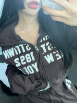 ストリートパッチフーディージップアップ🤎🤍🖤3COLOR