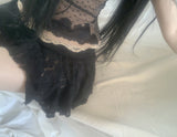 Maron lace unbal skirt (black)