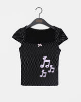 Jerin Dot Ribbon Patch Short-Sleeved T-shirt