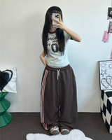 CUTIE DOWN SNAP 🤎🎀 トラックスリーラインパンツ 🧸💕💙🩶🖤6COLOR