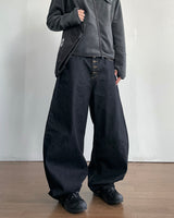 Button Curved Denim Pants