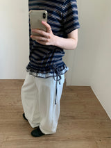 ピンレースクルーネックTシャツ (3color)