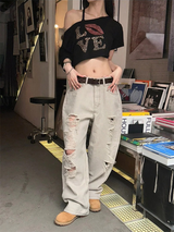 リップオフショルダー半袖Tシャツ(2color)
