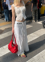 maxi white long skirt