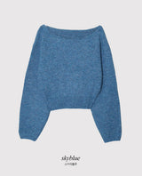 Boatneck One Shoulder Wool Crop Knit (6color)