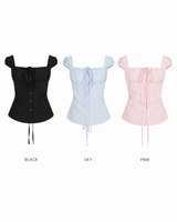 pink sweet bustier sleeveless blouse
