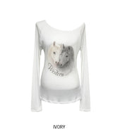 Pony Printing One Shoulder Long Sleeve