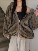 [Unisex] Fur 2way hood zip up(4color)