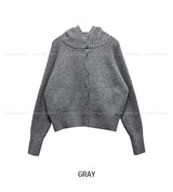 Sein High Neck Hood Knit Cardigan