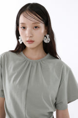 SHIRRED ROUND TOP_SMOKE GREEN